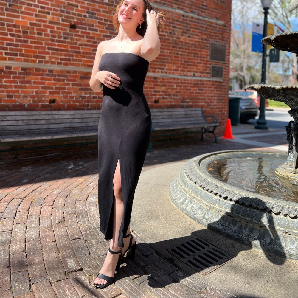 Strapless midi dress